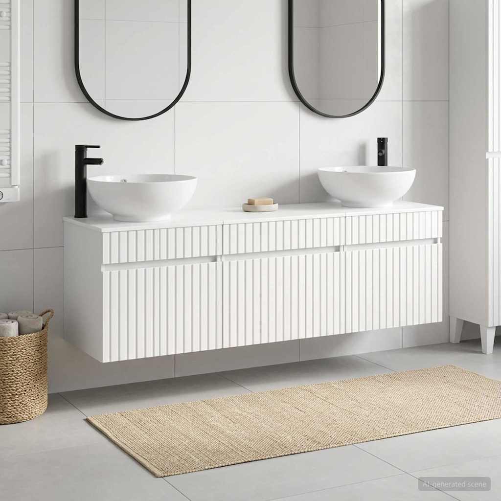 vidaXL Bathroom Cabinet Set 3 pcs High Gloss White 49 x 44.5 x 66.5 cm 1