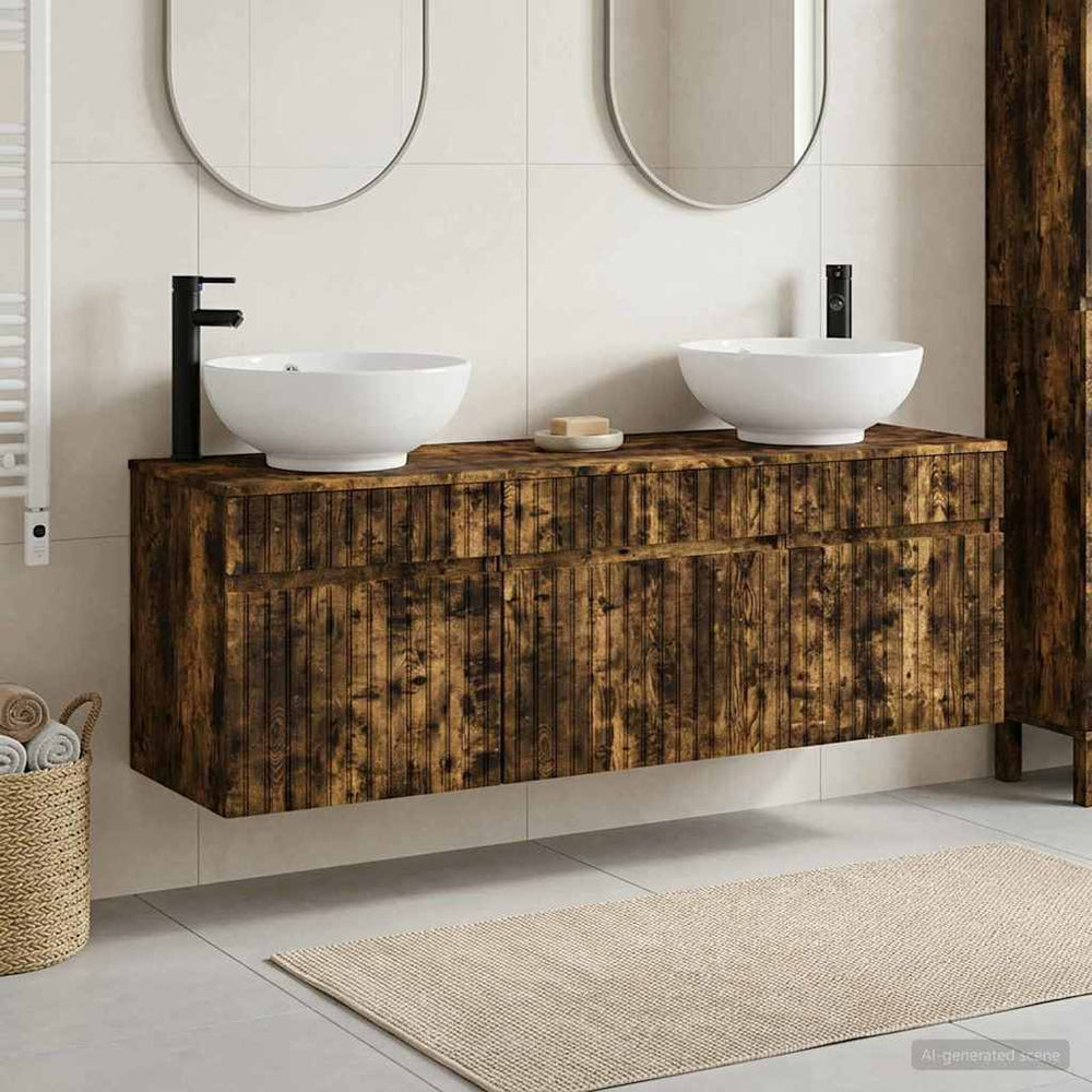 vidaXL Bathroom Cabinet Set 3 pcs Smoked Oak 49 x 44.5 x 66.5 cm