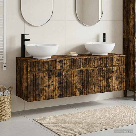 vidaXL Bathroom Cabinet Set 3 pcs Smoked Oak 49 x 44.5 x 66.5 cm 1