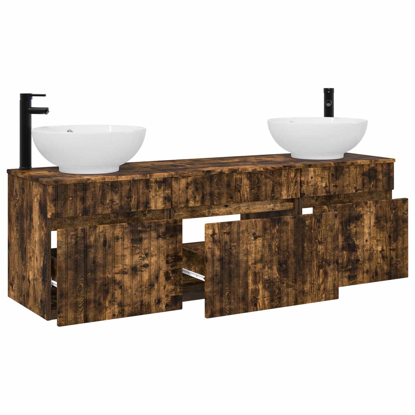 vidaXL Bathroom Cabinet Set 3 pcs Smoked Oak 49 x 44.5 x 66.5 cm 3