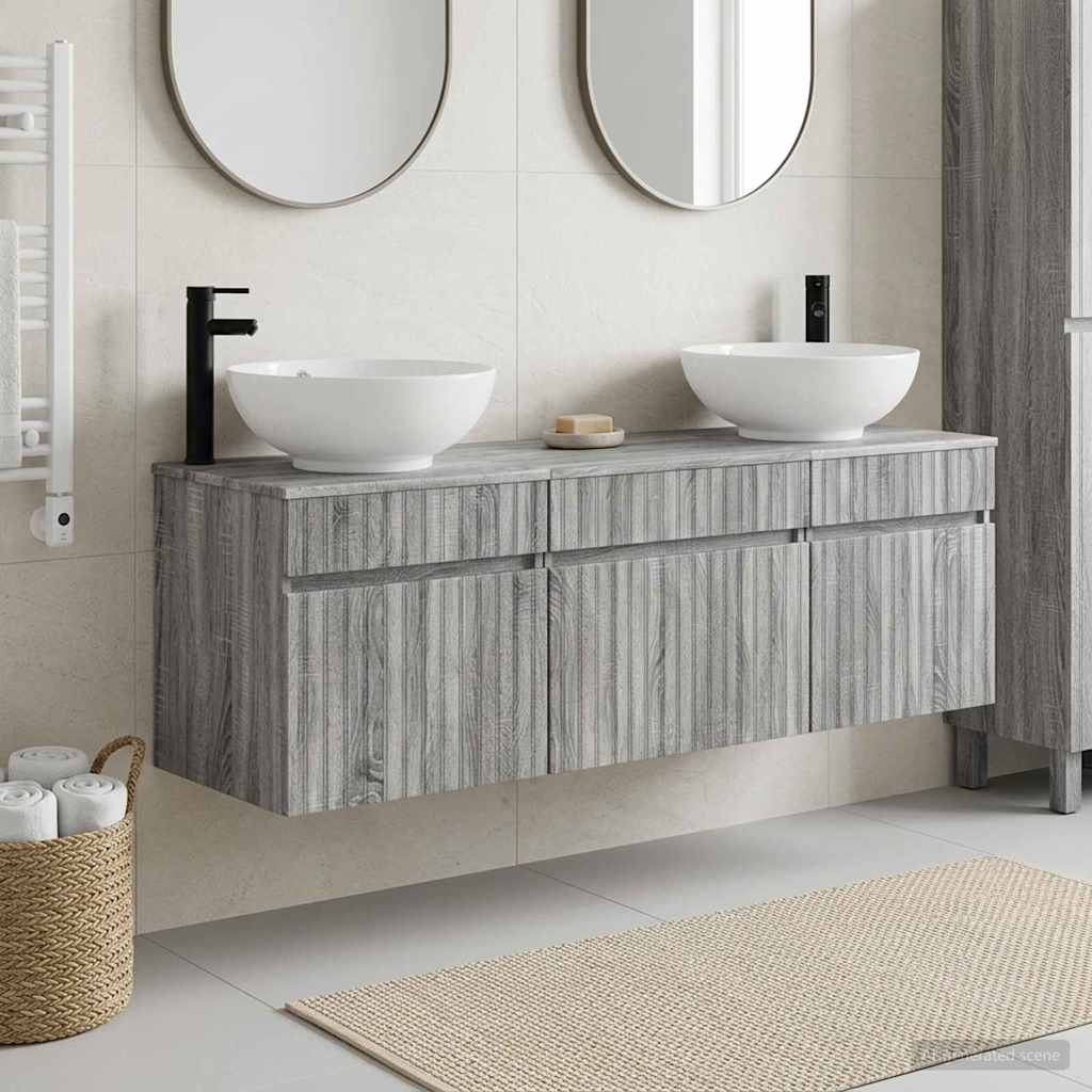 vidaXL Bathroom Cabinet Set 3 pcs Grey Sonoma 49 x 44.5 x 66.5 cm 1