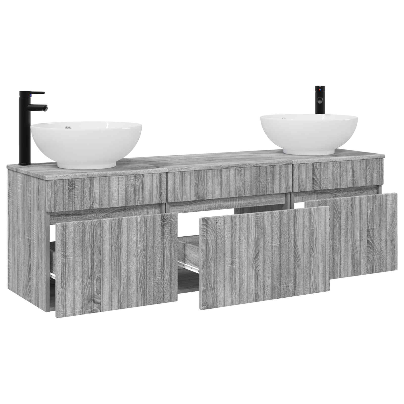 vidaXL Bathroom Cabinet Set 3 pcs Grey Sonoma 49 x 44.5 x 66.5 cm 3