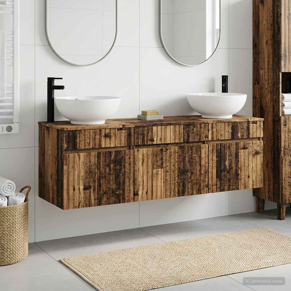vidaXL Bathroom Cabinet Set 3 pcs Old Wood 49 x 44.5 x 66.5 cm 1