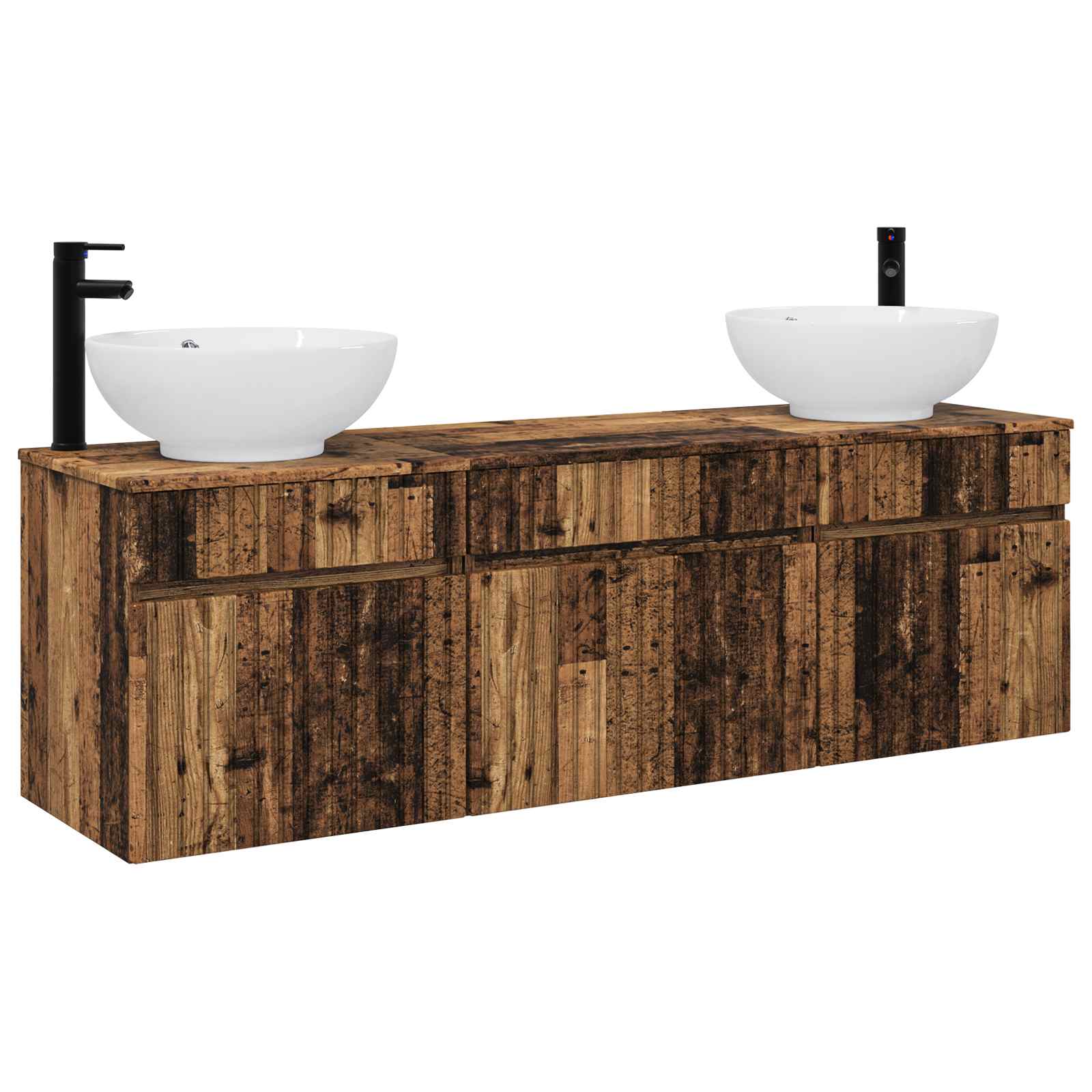 vidaXL Bathroom Cabinet Set 3 pcs Old Wood 49 x 44.5 x 66.5 cm 2