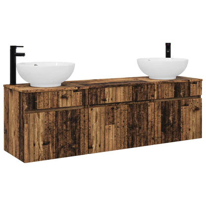 vidaXL Bathroom Cabinet Set 3 pcs Old Wood 49 x 44.5 x 66.5 cm 2