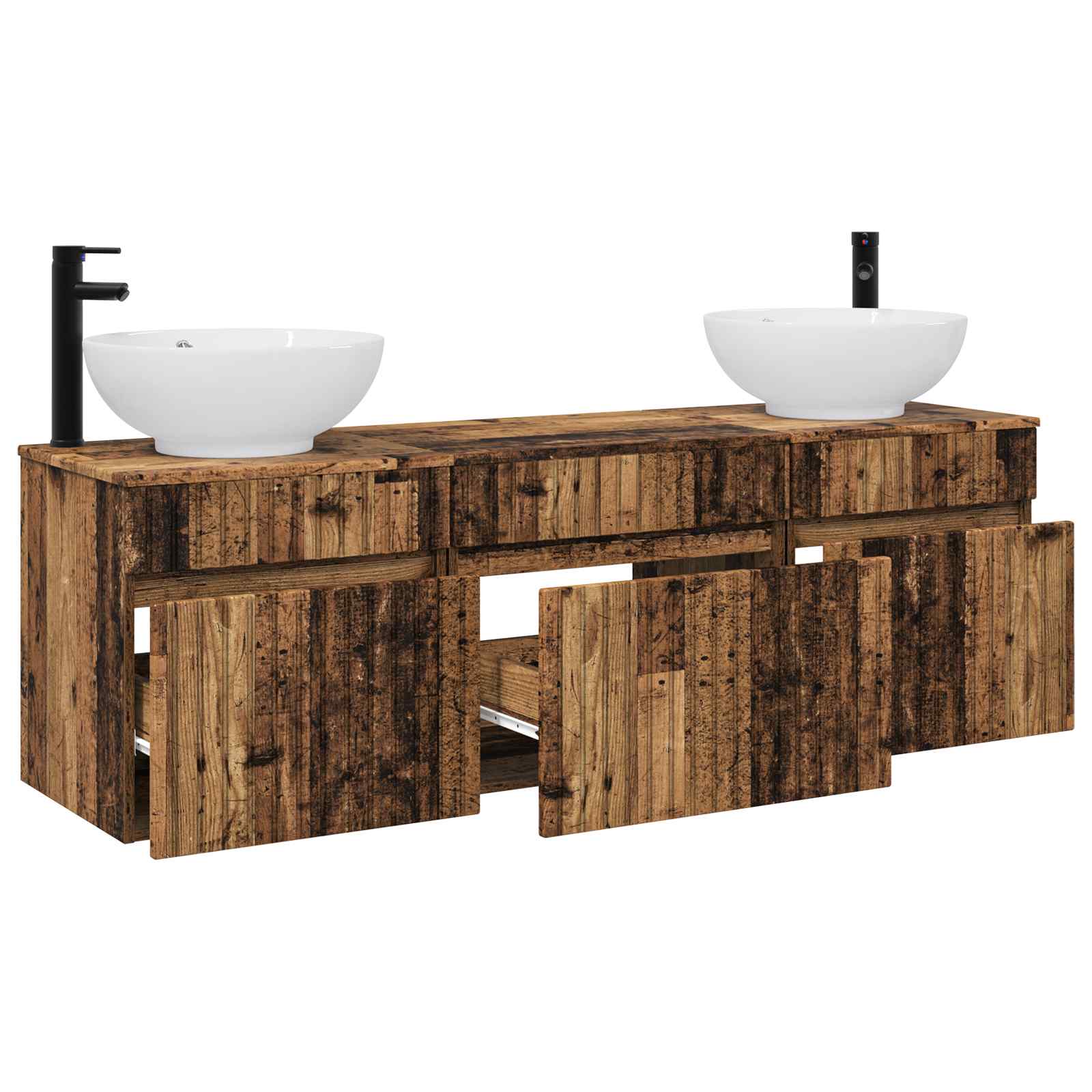 vidaXL Bathroom Cabinet Set 3 pcs Old Wood 49 x 44.5 x 66.5 cm 3