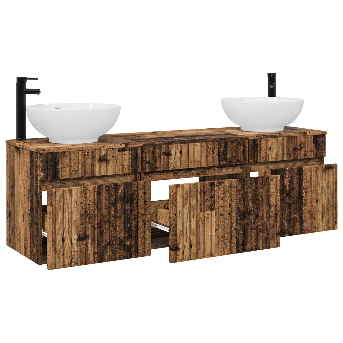 Bathroom Cabinet Set 3 pcs 157 x 44.5 x 80 cm Old wood