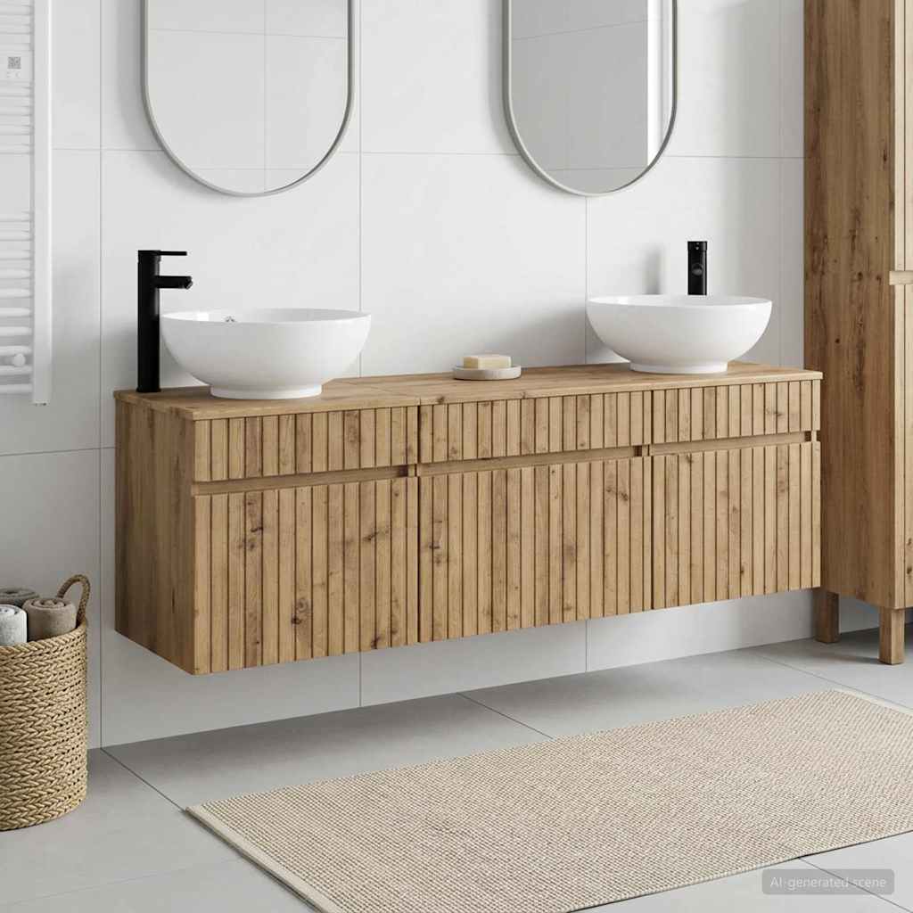 vidaXL Bathroom Cabinet Set 3 pcs Artisan Oak 49 x 44.5 x 66.5 cm 1