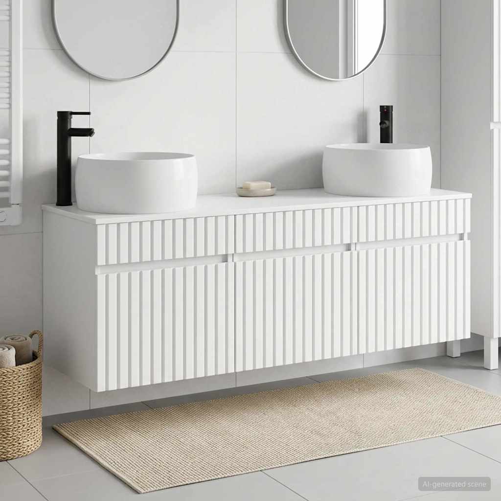 vidaXL Bathroom Cabinet Set 3 pcs High Gloss White 49 x 44.5 x 66 cm 1