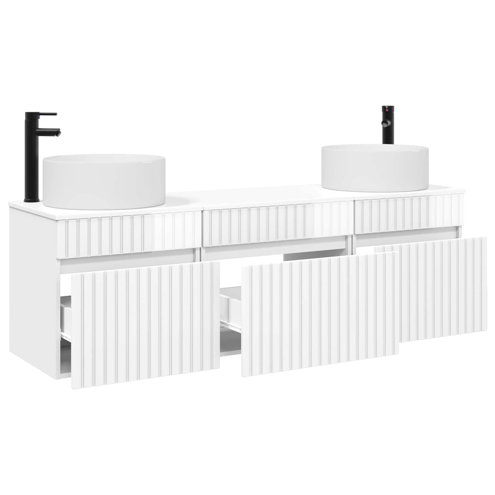 vidaXL Bathroom Cabinet Set 3 pcs High Gloss White 49 x 44.5 x 65.5 cm 3
