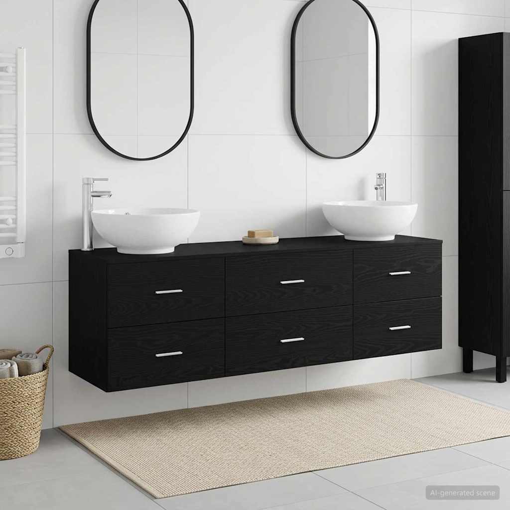 vidaXL Bathroom Furniture Set 3 pcs Black 49.5 x 44.5 x 65 cm 1