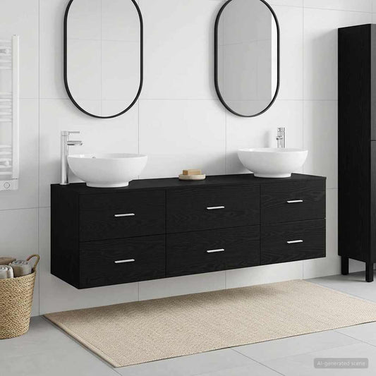 vidaXL Bathroom Furniture Set 3 pcs Black 49.5 x 44.5 x 65 cm 1