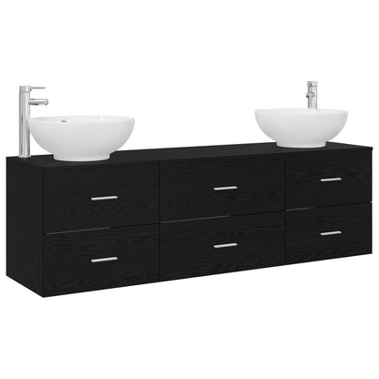 vidaXL Bathroom Furniture Set 3 pcs Black 49.5 x 44.5 x 65 cm 2