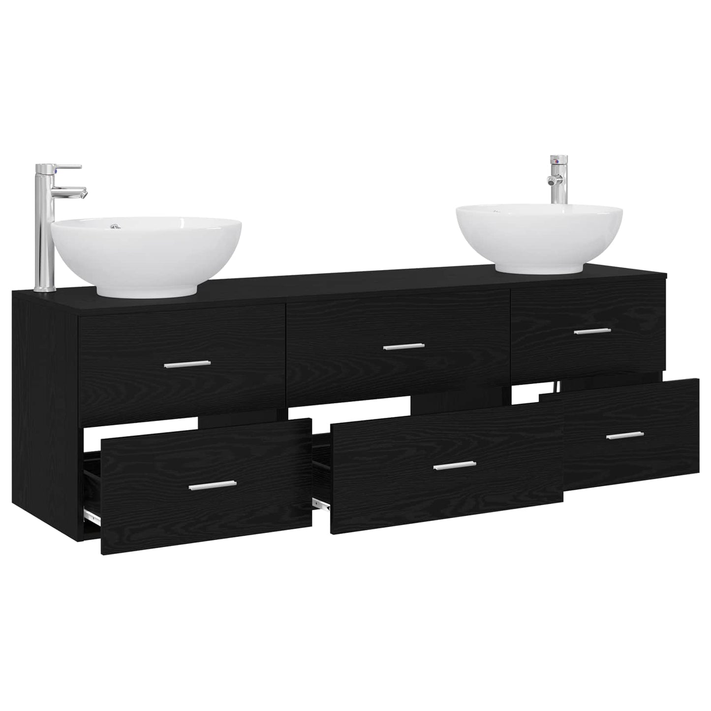 vidaXL Bathroom Furniture Set 3 pcs Black 49.5 x 44.5 x 65 cm 3