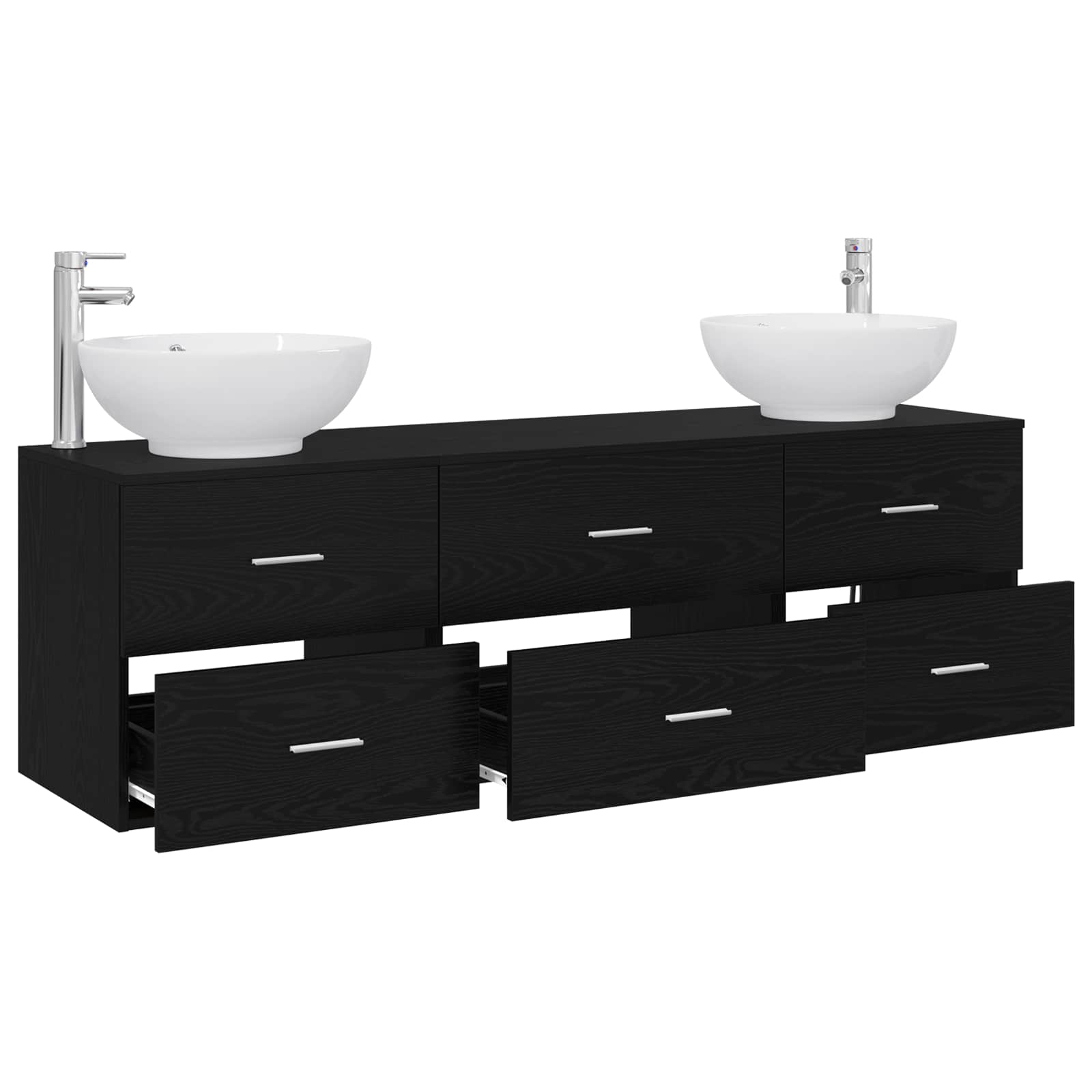 vidaXL Bathroom Furniture Set 3 pcs Black 49.5 x 44.5 x 65 cm 3