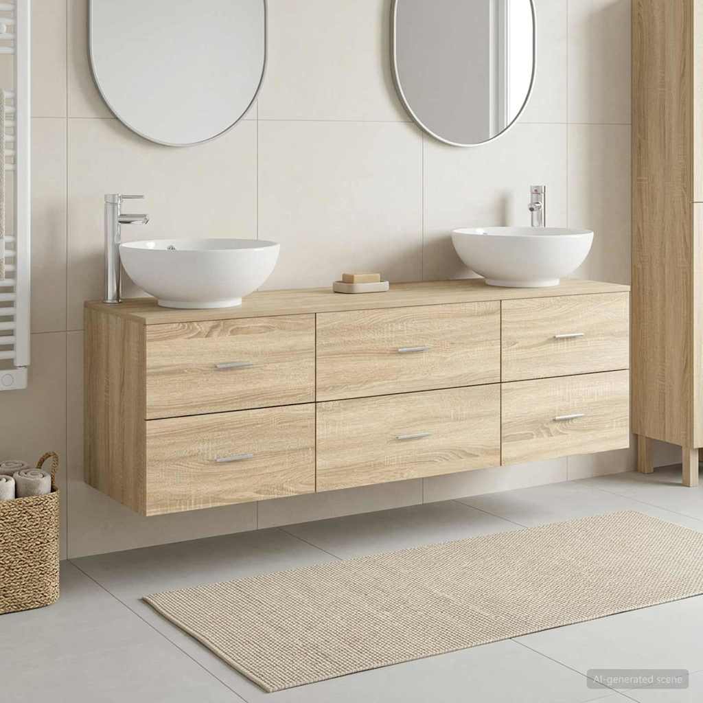 vidaXL Bathroom Furniture Set 3 pcs Sonoma Oak 49.5 x 44.5 x 65 cm 1