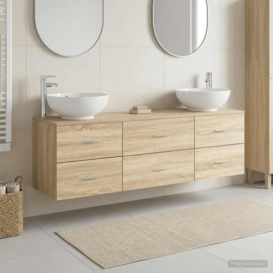 vidaXL Bathroom Furniture Set 3 pcs Sonoma Oak 49.5 x 44.5 x 65 cm 1