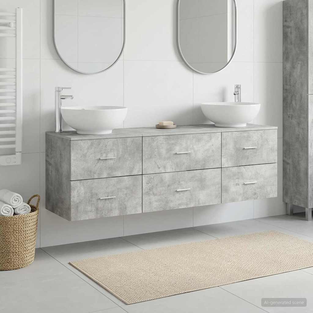 vidaXL Bathroom Furniture Set 3 pcs Concrete Grey 49.5 x 44.5 x 65 cm 1