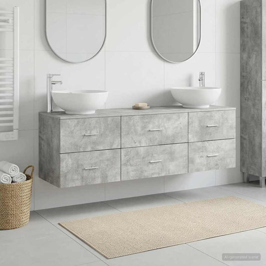 vidaXL Bathroom Furniture Set 3 pcs Concrete Grey 49.5 x 44.5 x 65 cm 1