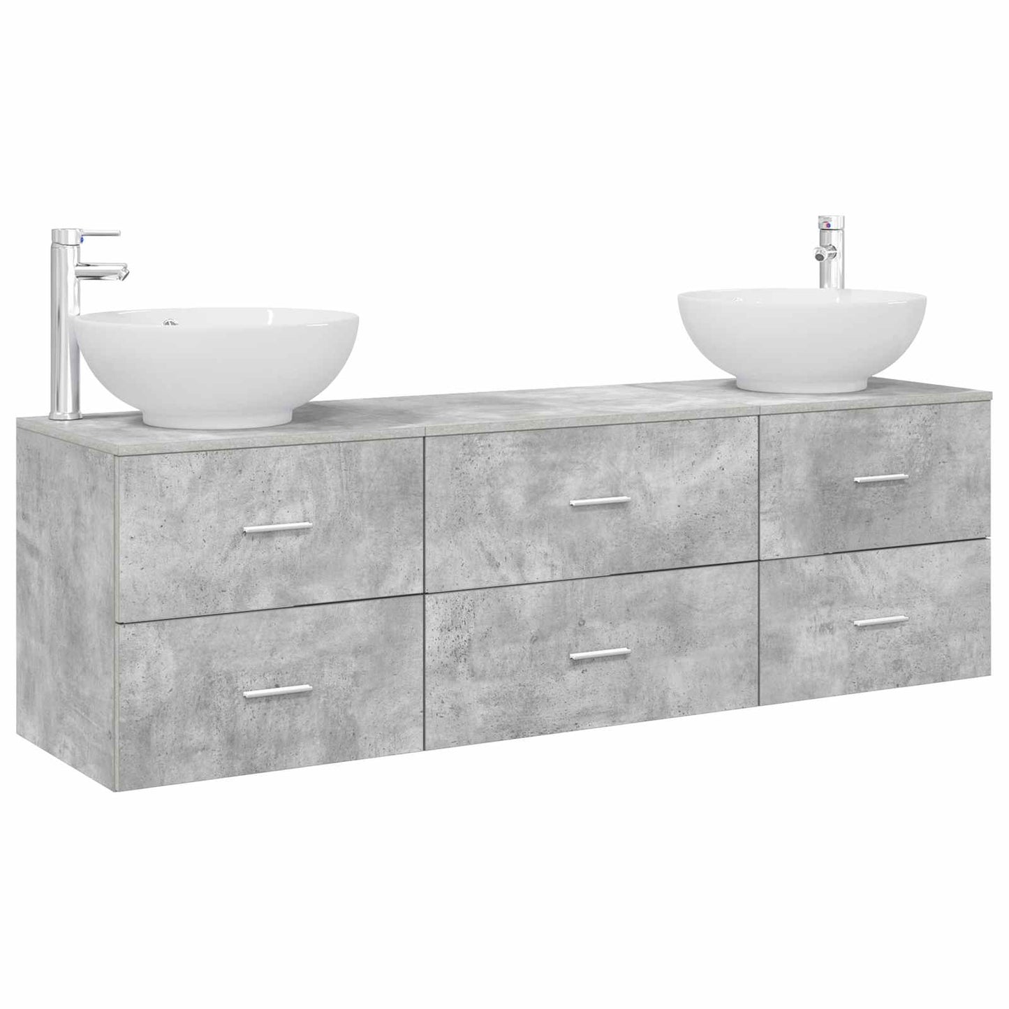 vidaXL Bathroom Furniture Set 3 pcs Concrete Grey 49.5 x 44.5 x 65 cm 2