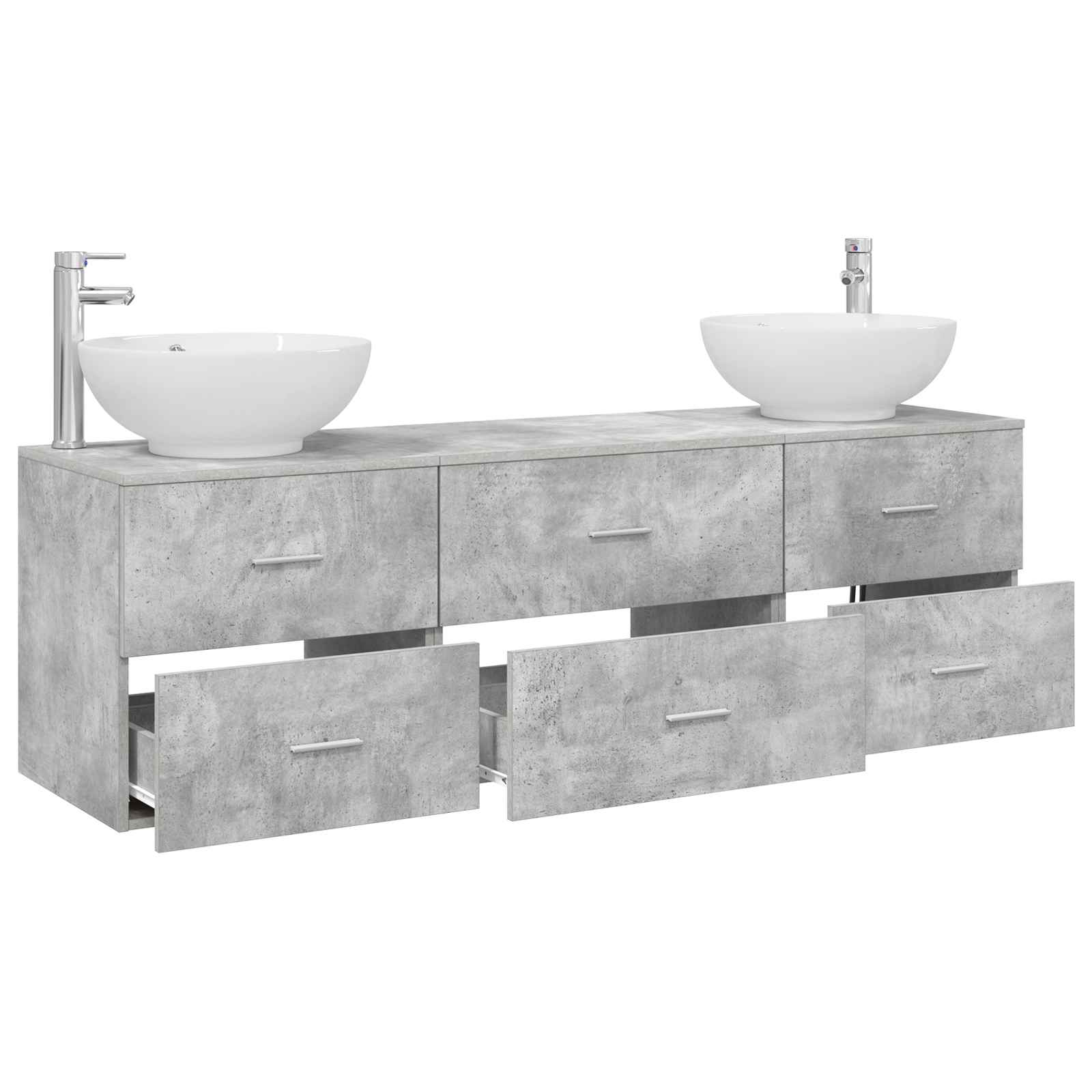 vidaXL Bathroom Furniture Set 3 pcs Concrete Grey 49.5 x 44.5 x 65 cm 3