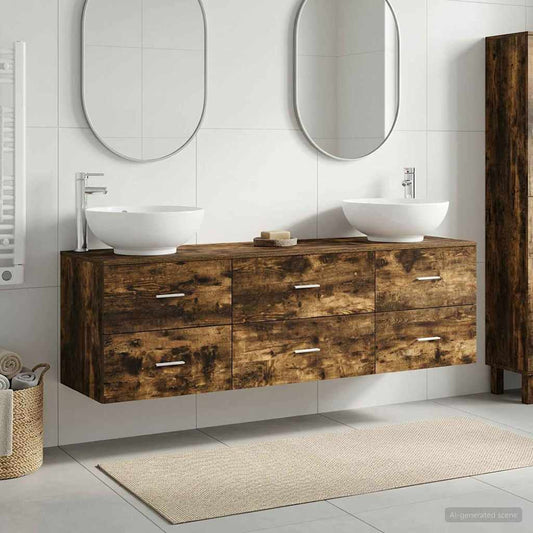 vidaXL Bathroom Furniture Set 3 pcs Smoked Oak 49.5 x 44.5 x 65 cm 1