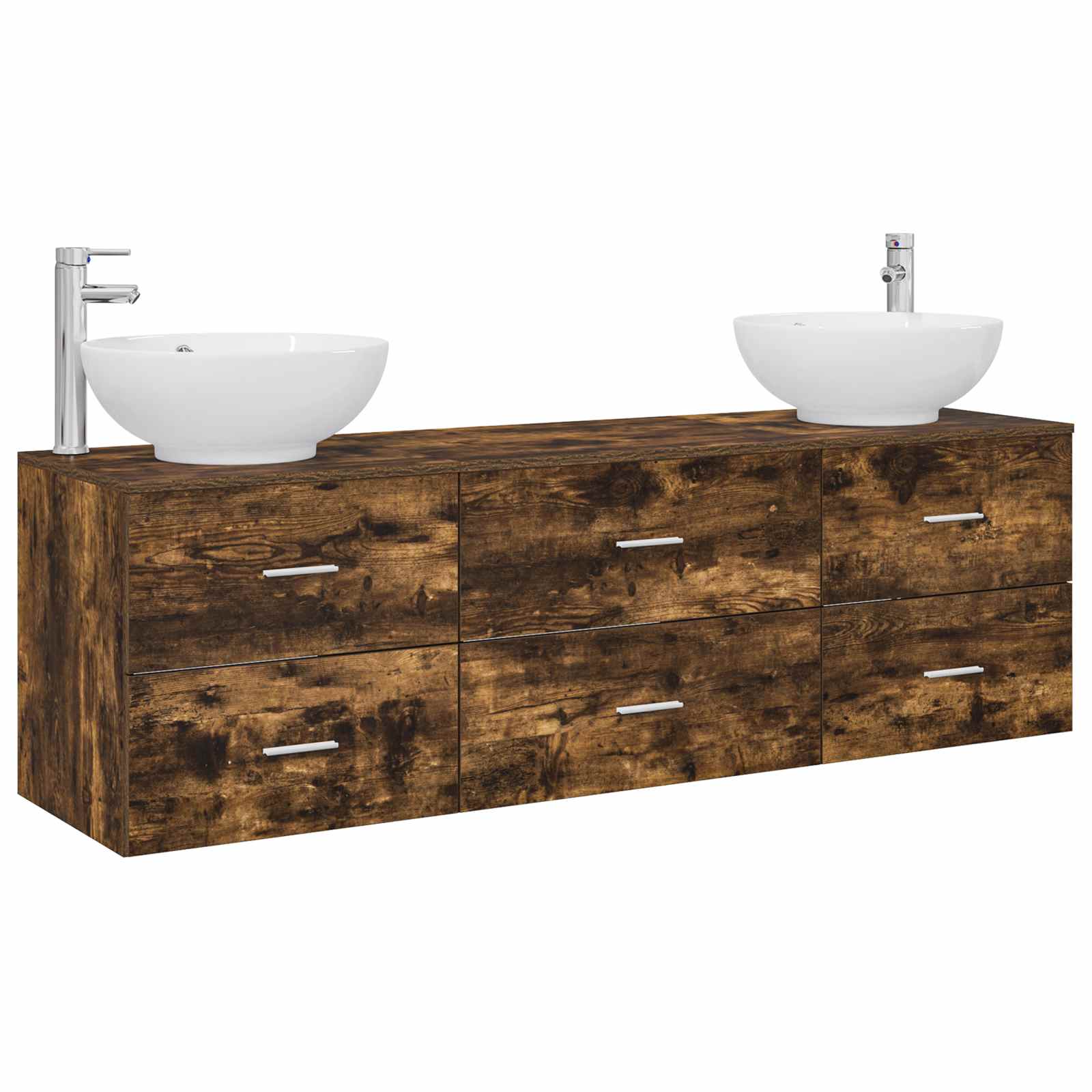 vidaXL Bathroom Furniture Set 3 pcs Smoked Oak 49.5 x 44.5 x 65 cm 2