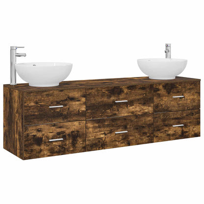 vidaXL Bathroom Furniture Set 3 pcs Smoked Oak 49.5 x 44.5 x 65 cm 2