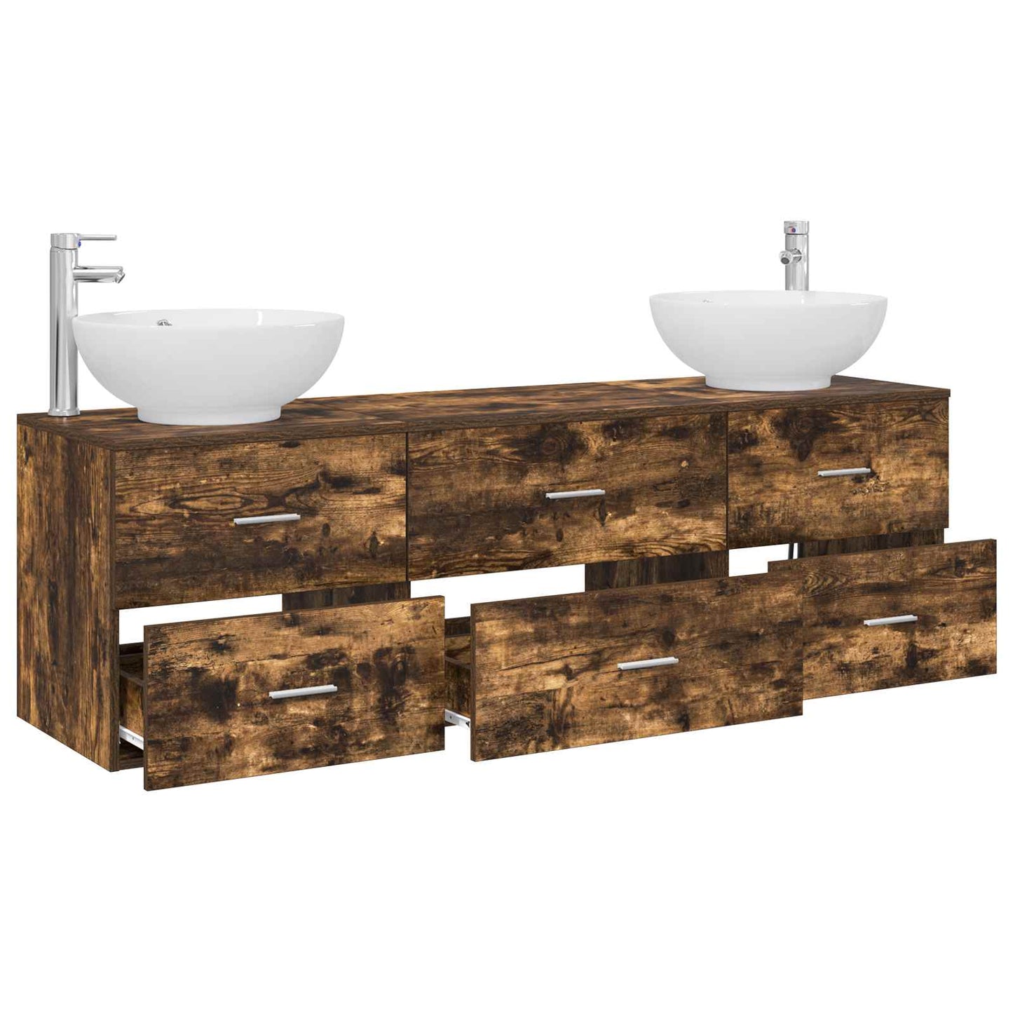 vidaXL Bathroom Furniture Set 3 pcs Smoked Oak 49.5 x 44.5 x 65 cm 3