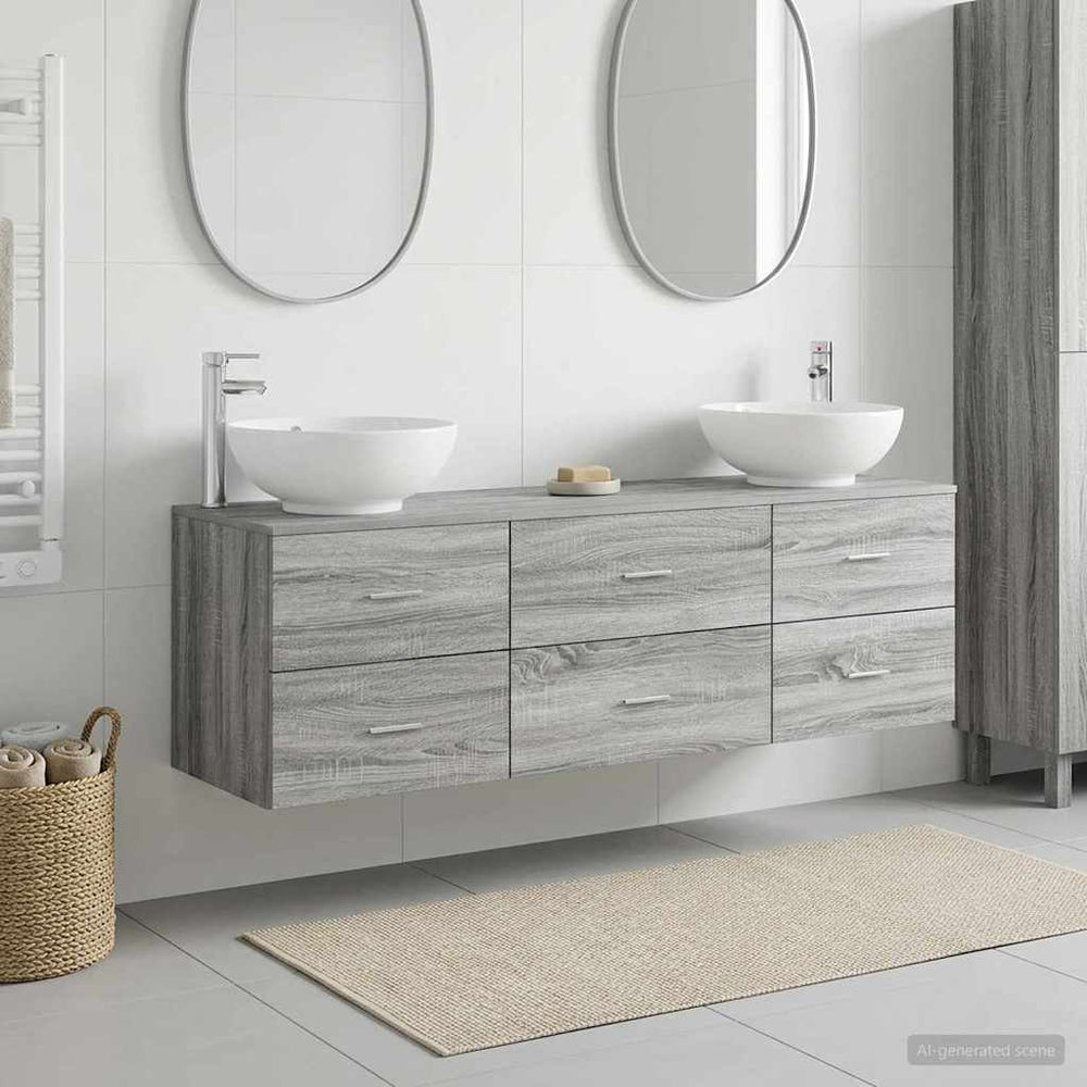 vidaXL Bathroom Furniture Set 3 pcs Grey Sonoma 49.5 x 44.5 x 65 cm