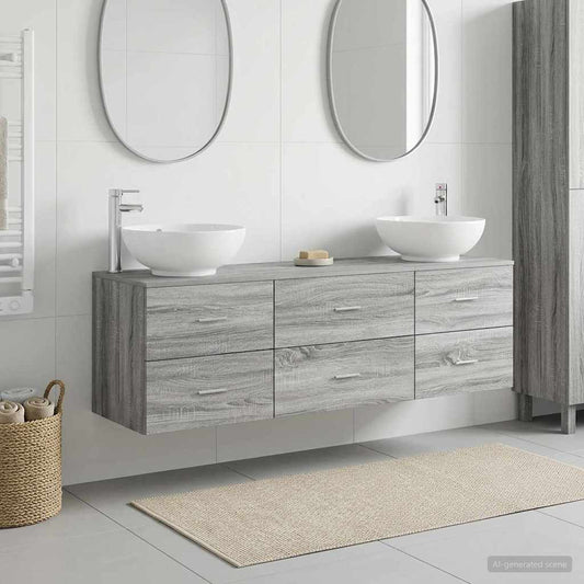 vidaXL Bathroom Furniture Set 3 pcs Grey Sonoma 49.5 x 44.5 x 65 cm 1