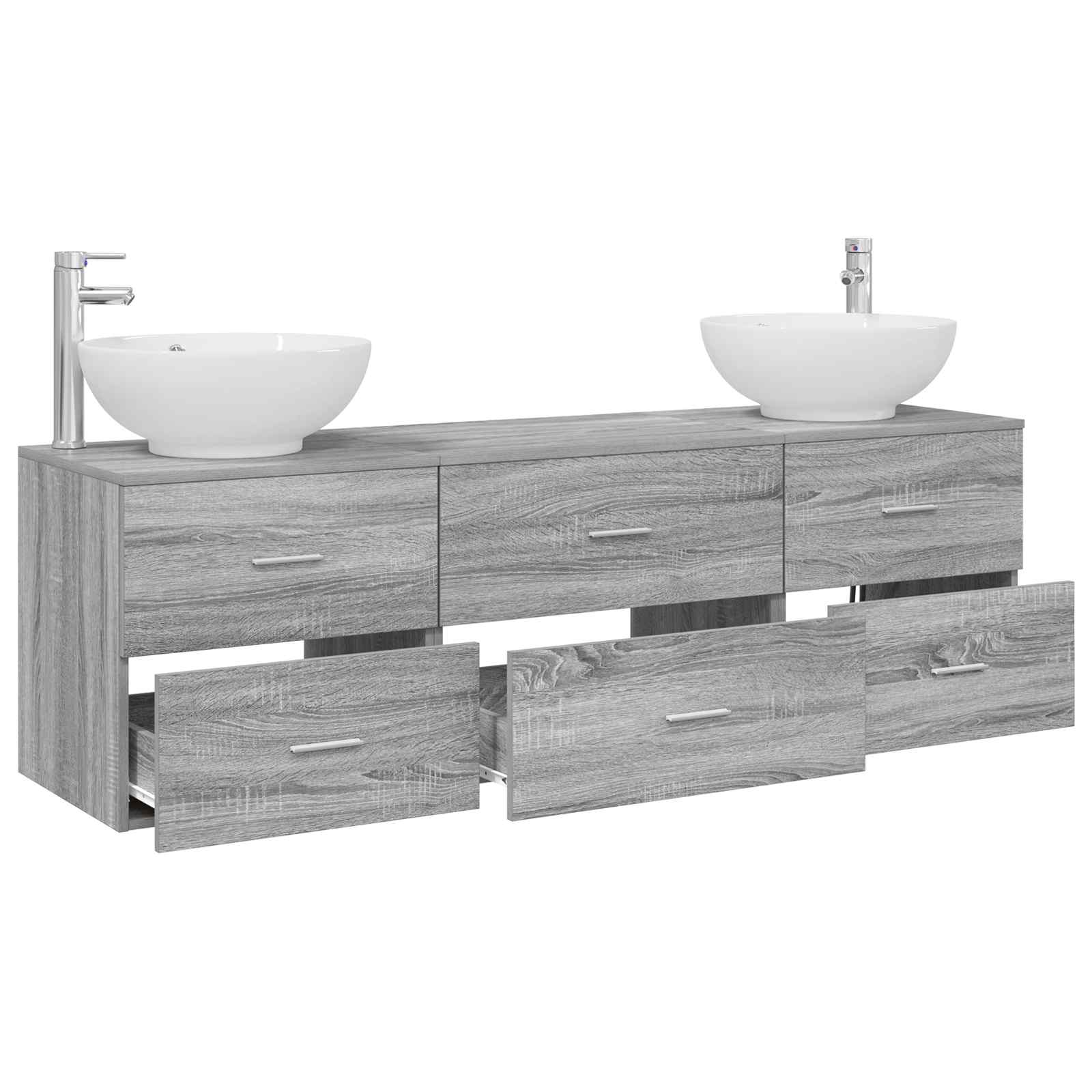vidaXL Bathroom Furniture Set 3 pcs Grey Sonoma 49.5 x 44.5 x 65 cm 3
