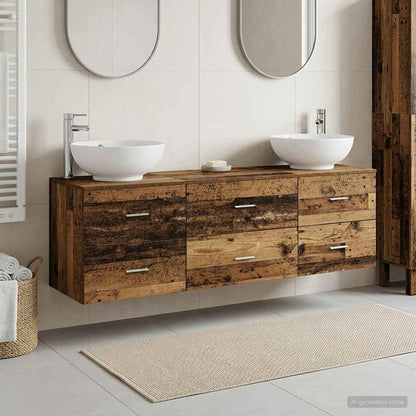 vidaXL Bathroom Furniture Set 3 pcs Old Wood 49.5 x 44.5 x 65 cm 1