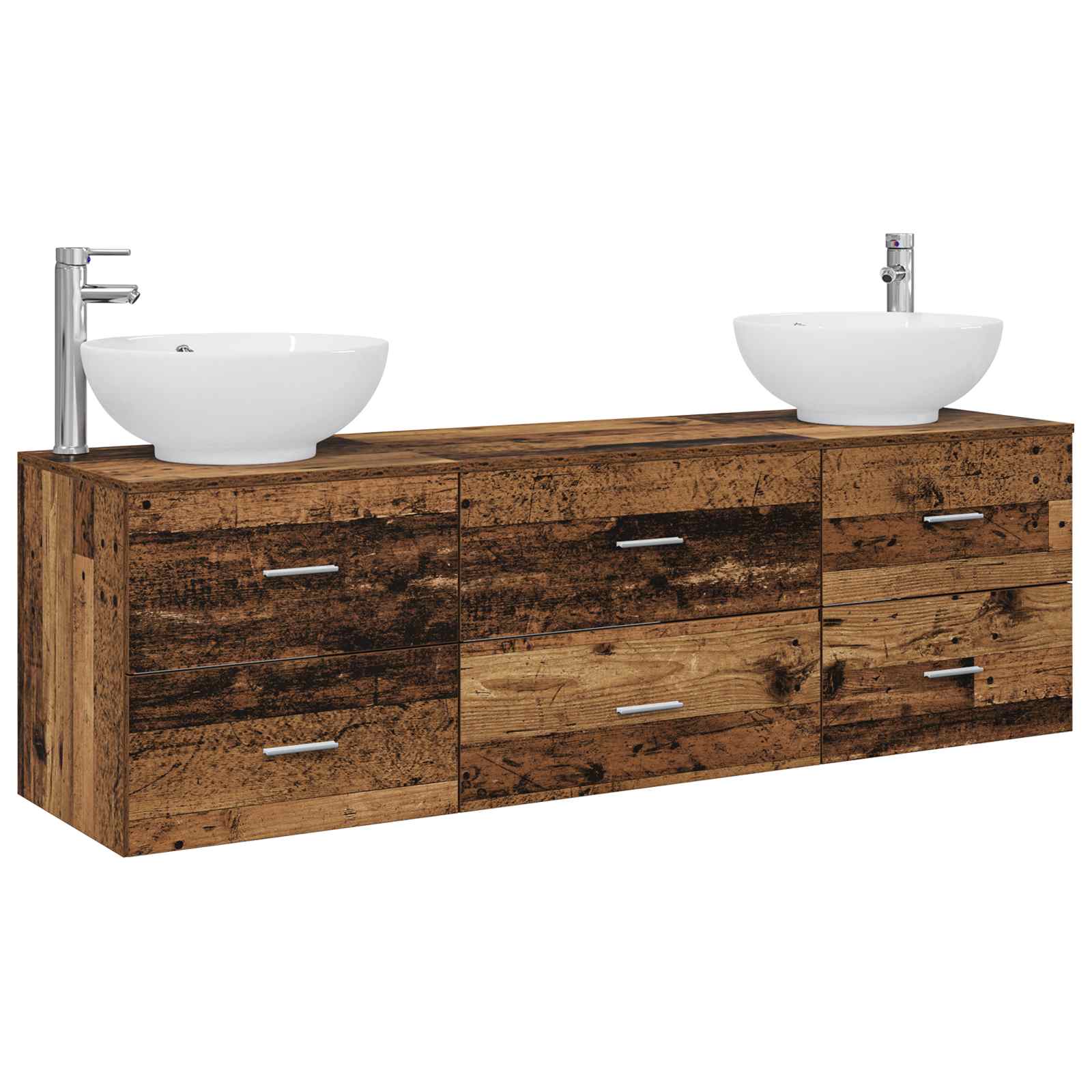 vidaXL Bathroom Furniture Set 3 pcs Old Wood 49.5 x 44.5 x 65 cm 2