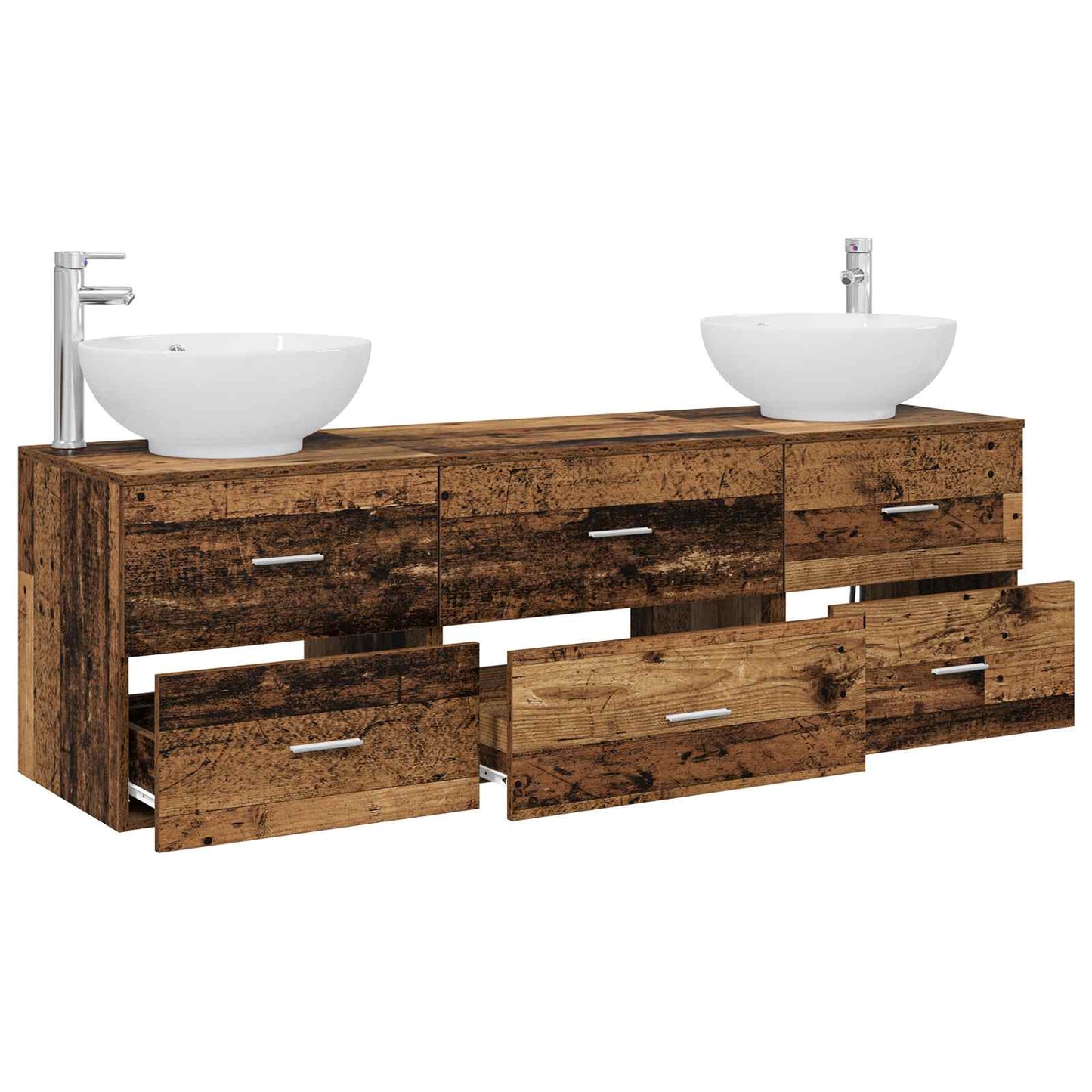 vidaXL Bathroom Furniture Set 3 pcs Old Wood 49.5 x 44.5 x 65 cm 3