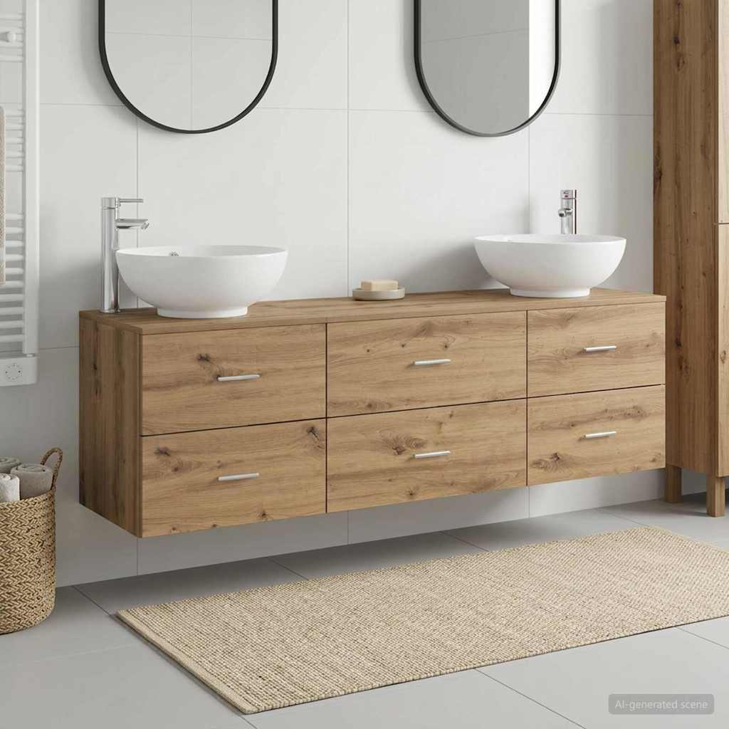 vidaXL Bathroom Furniture Set 3 pcs Artisan Oak 49.5 x 44.5 x 65 cm 1