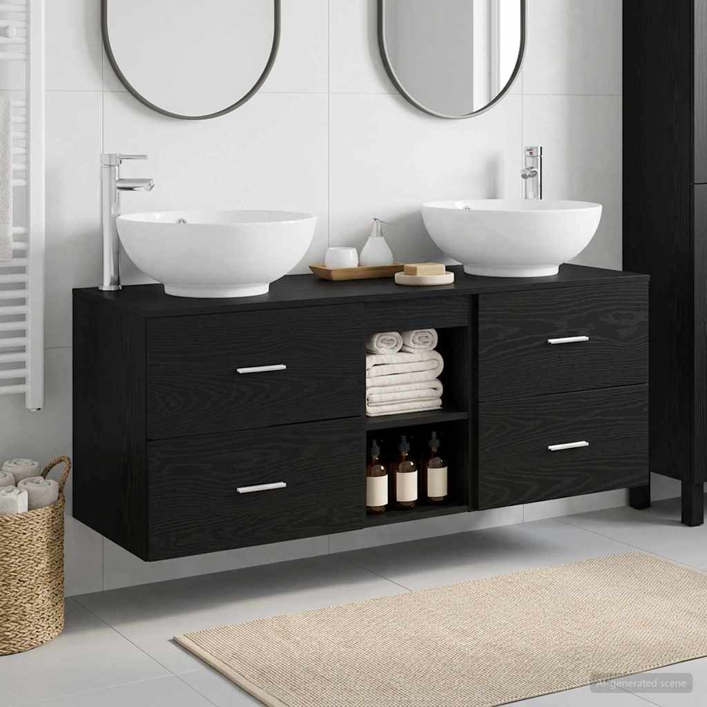vidaXL Bathroom Furniture Set 3 pcs Black 49.5 x 44.5 x 65 cm 1