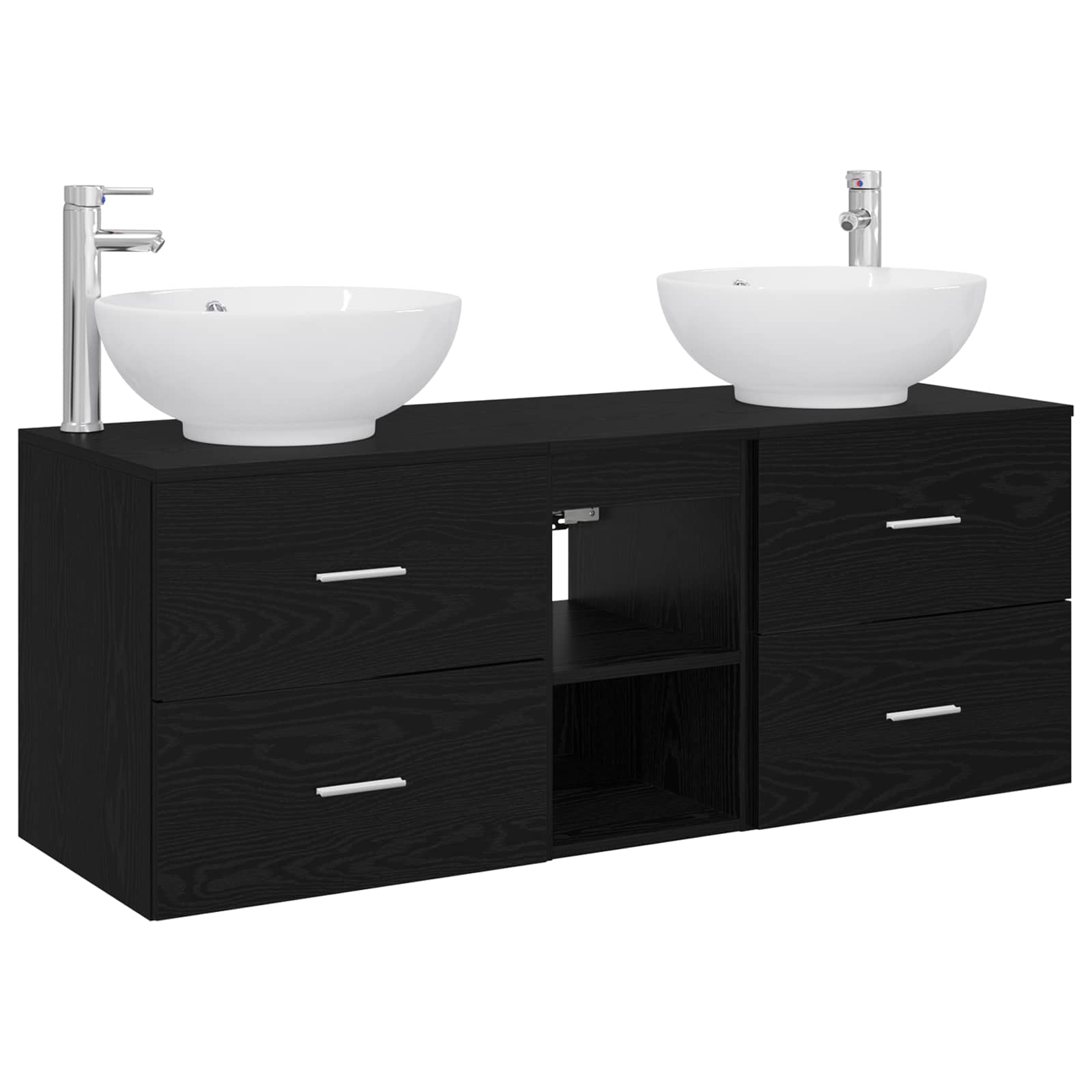 vidaXL Bathroom Furniture Set 3 pcs Black 49.5 x 44.5 x 65 cm 2