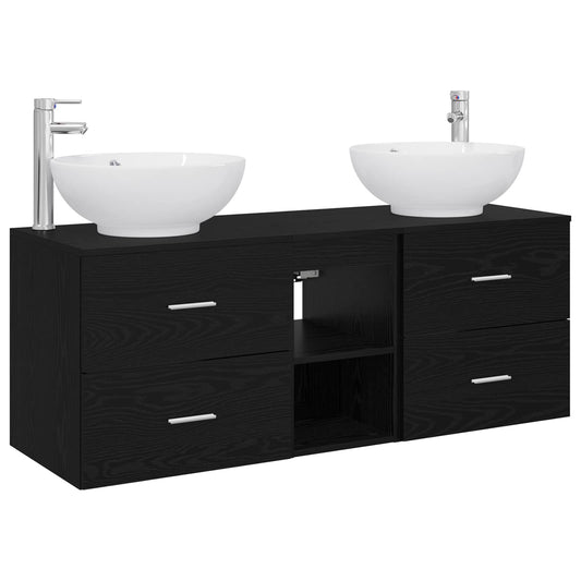 vidaXL Bathroom Furniture Set 3 pcs Black 49.5 x 44.5 x 65 cm 2