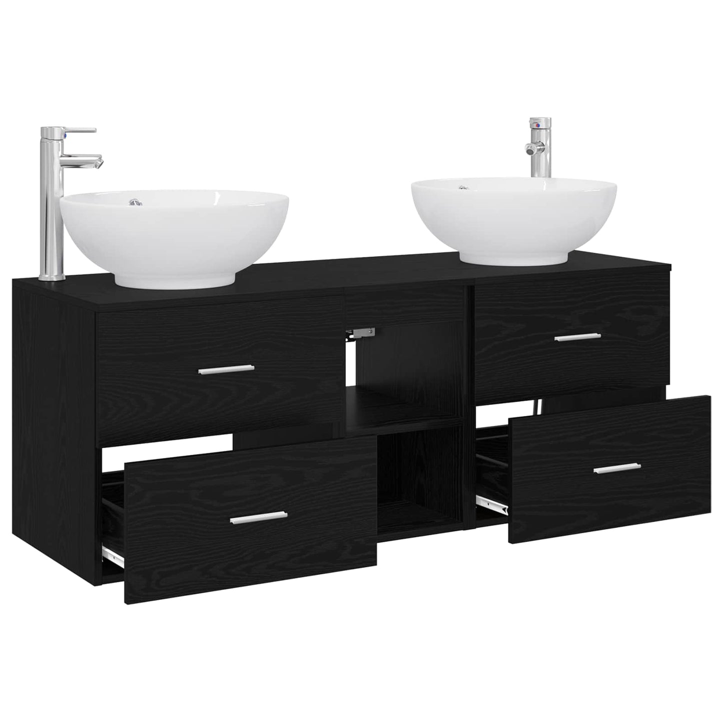 vidaXL Bathroom Furniture Set 3 pcs Black 49.5 x 44.5 x 65 cm 4