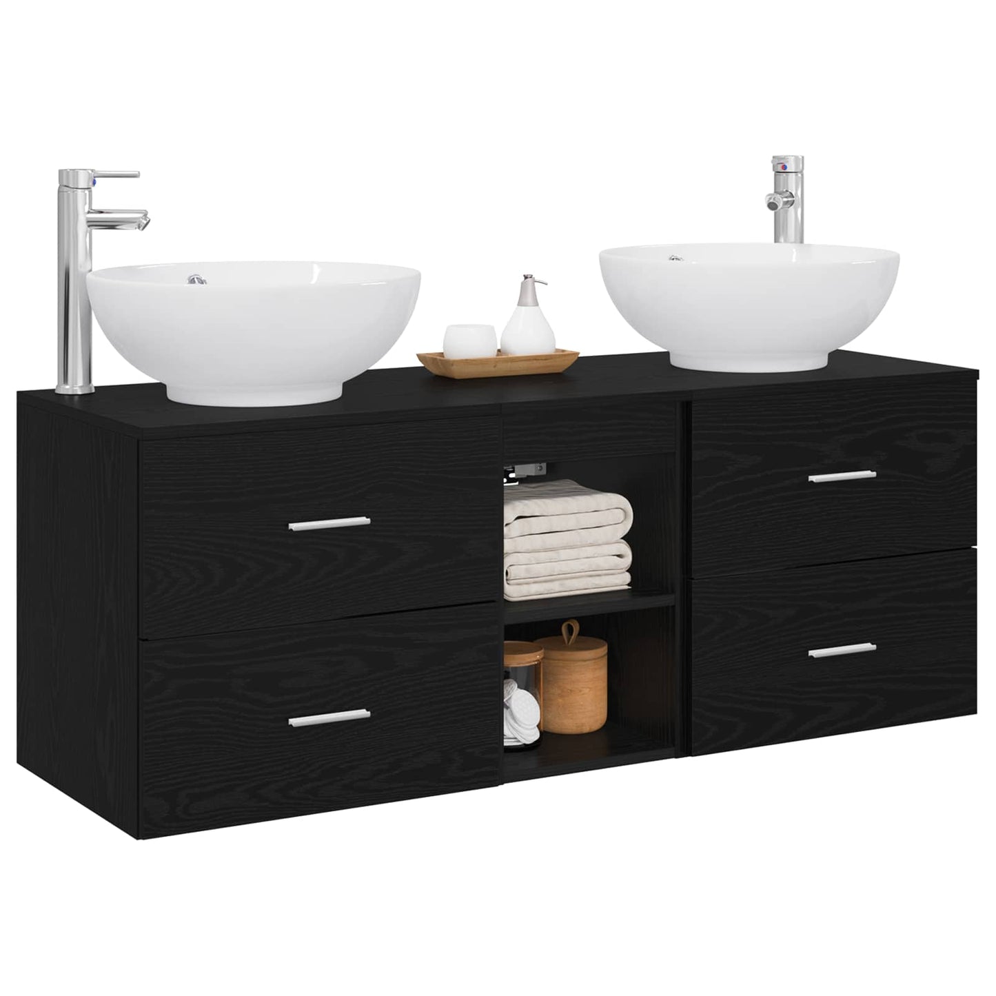 vidaXL Bathroom Furniture Set 3 pcs Black 49.5 x 44.5 x 65 cm 3