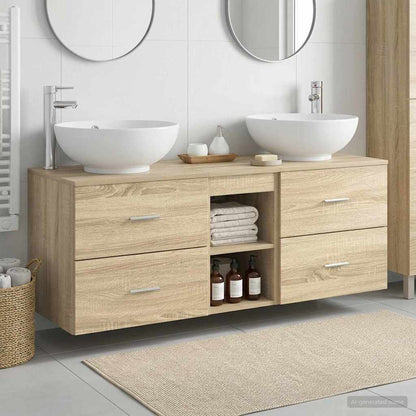 Bathroom Cabinet Set 3 pcs 129 x 44.5 x 80 cm Sonoma oak