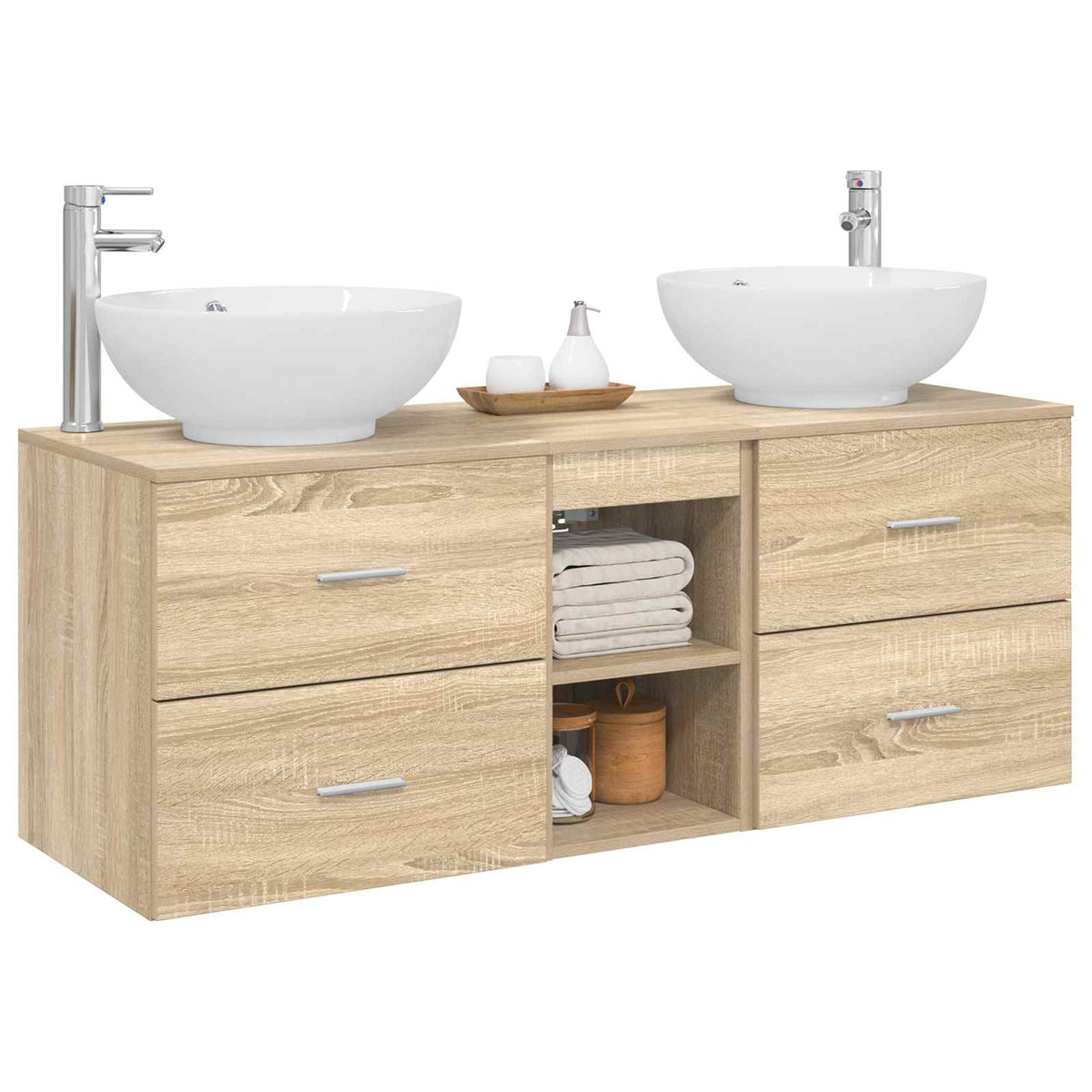Bathroom Cabinet Set 3 pcs 129 x 44.5 x 80 cm Sonoma oak
