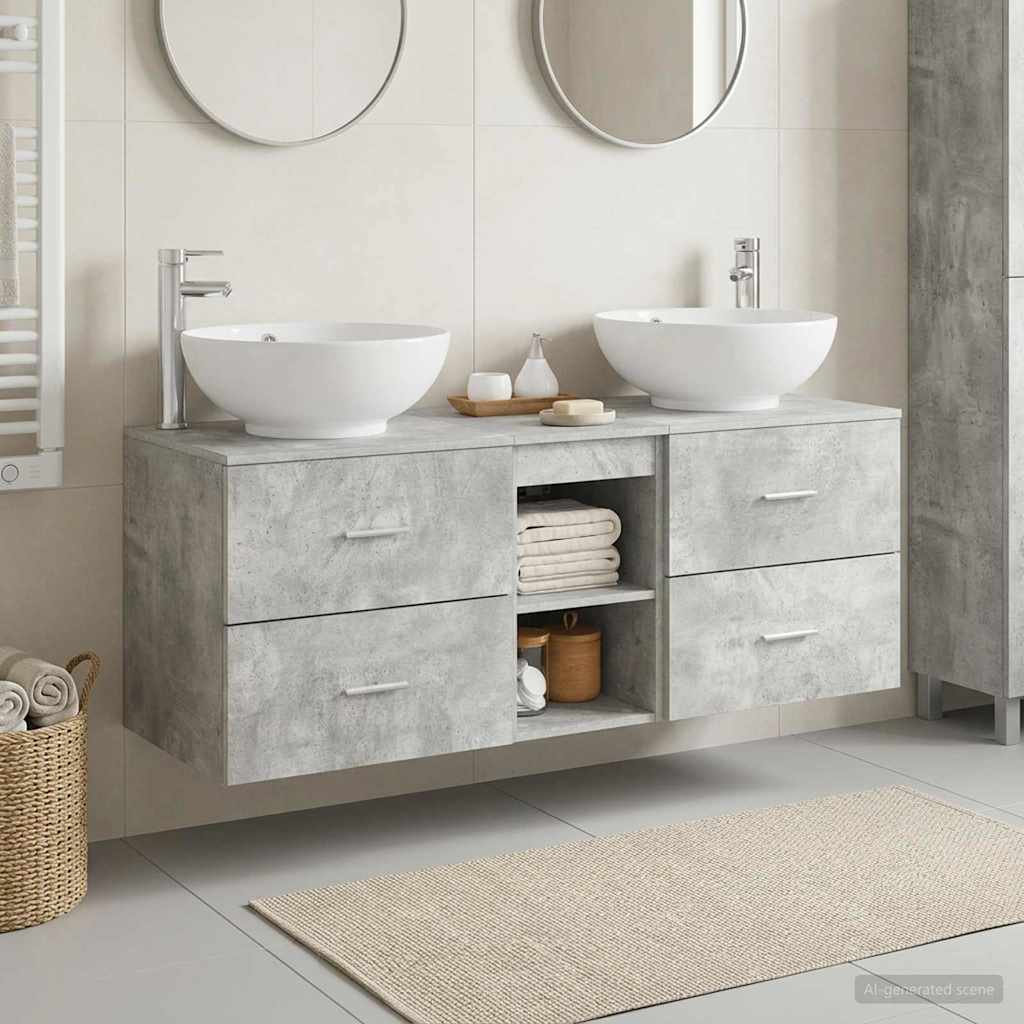 vidaXL Bathroom Furniture Set 3 pcs Concrete Grey 49.5 x 44.5 x 65 cm 1