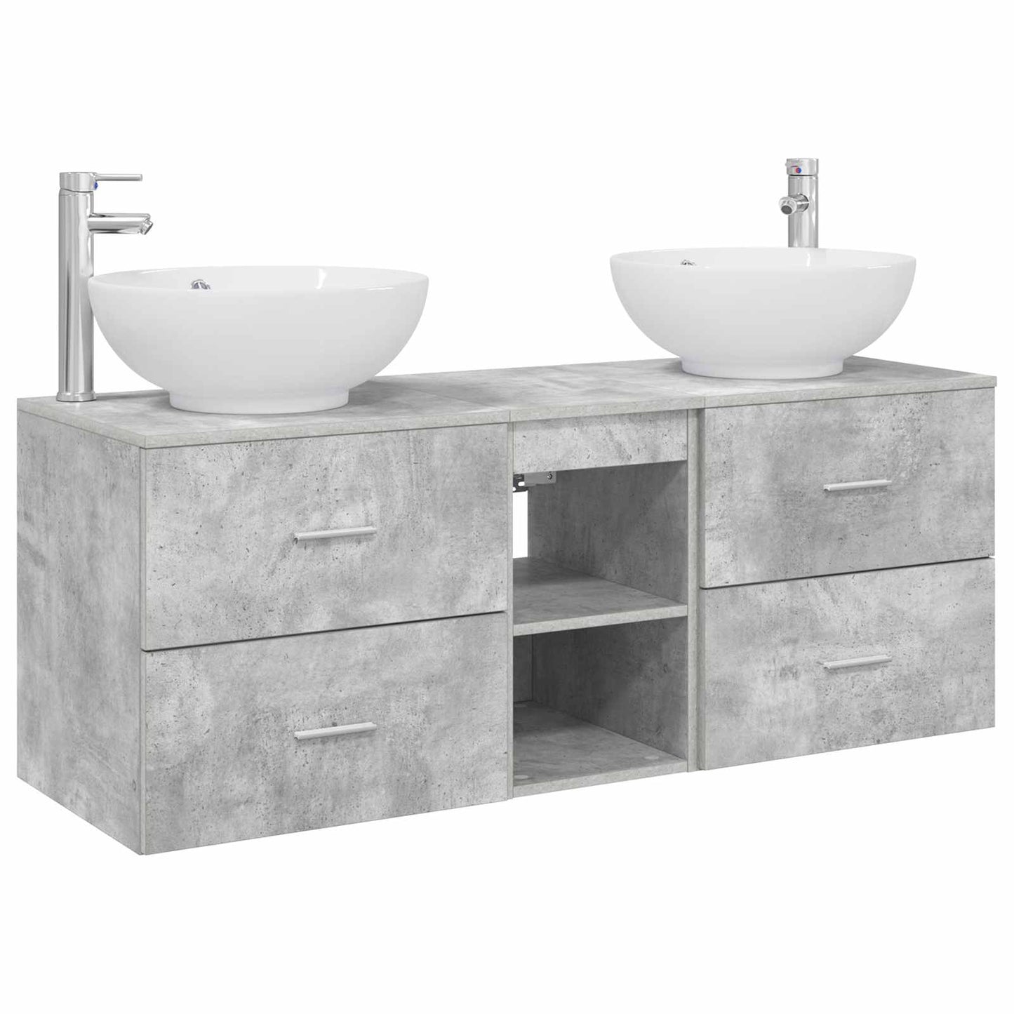 vidaXL Bathroom Furniture Set 3 pcs Concrete Grey 49.5 x 44.5 x 65 cm 2