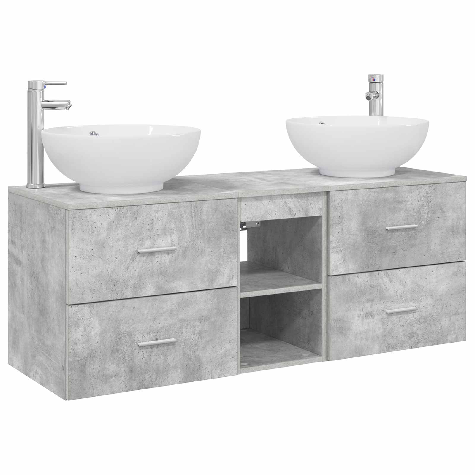 vidaXL Bathroom Furniture Set 3 pcs Concrete Grey 49.5 x 44.5 x 65 cm 2