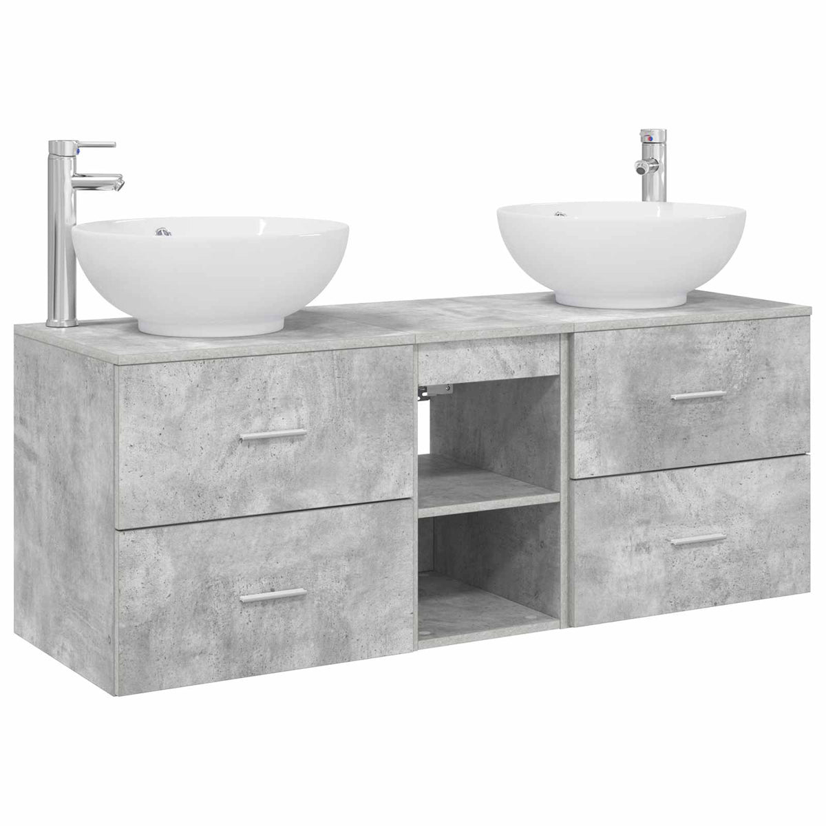Bathroom Cabinet Set 3 pcs 129 x 44.5 x 80 cm Concrete grey