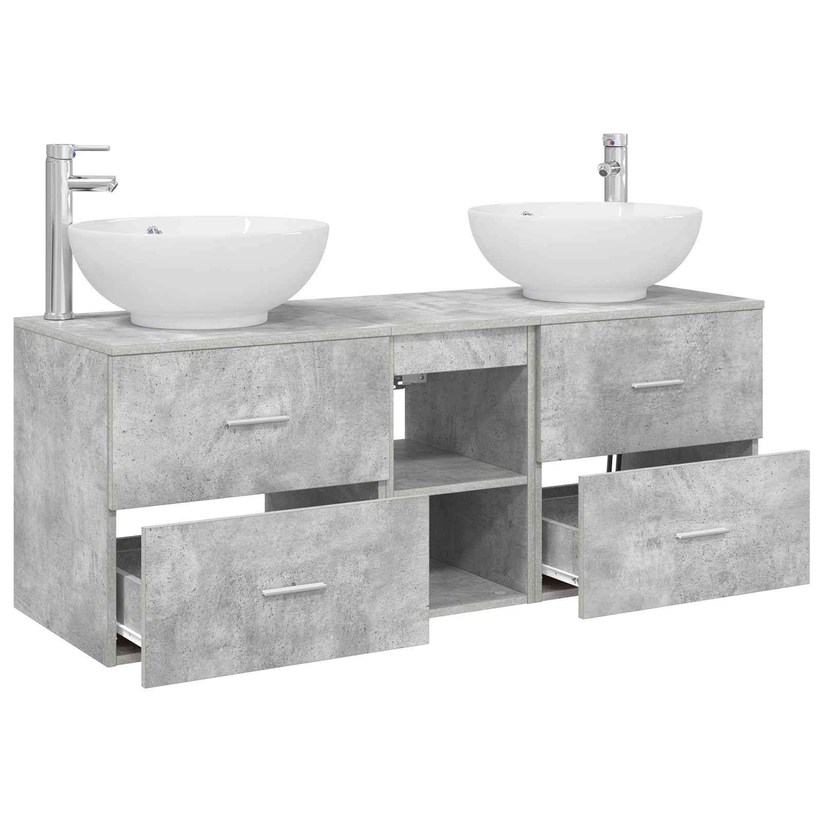 vidaXL Bathroom Furniture Set 3 pcs Concrete Grey 49.5 x 44.5 x 65 cm 4