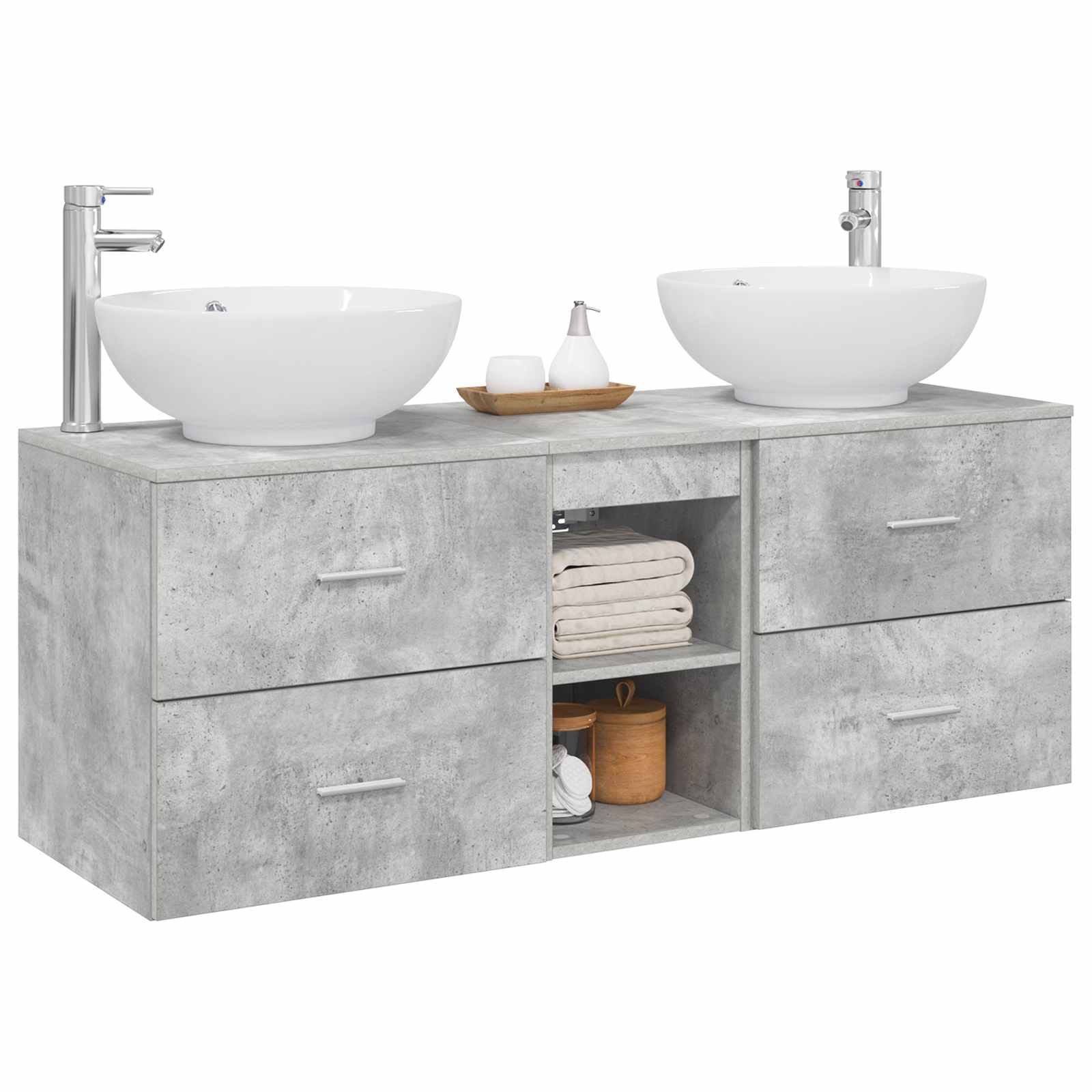 vidaXL Bathroom Furniture Set 3 pcs Concrete Grey 49.5 x 44.5 x 65 cm 3