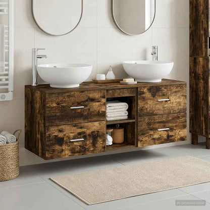 Bathroom Cabinet Set 3 pcs 129 x 44.5 x 80 cm Smoked oak